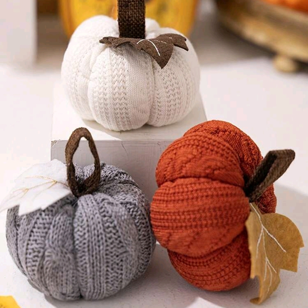 Cozy Fall Knitted Pumpkin Decor Set